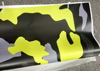 140gsm Digital Vinyl Car Wrap , Repositionable Black And Yellow Camo Wrap