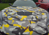 Black And Yellow Digital Vinyl Car Wrap camouflage 150 micron PVC Face Film