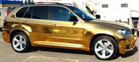 SGS Approved Gold Chrome Vinyl Wrap , Trilayers Mirror Chrome Car Wrap