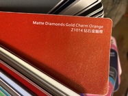 ROHS Diamond Car Sticker Vehicle Wrapping Matte Gold Charm Orange PVC Film