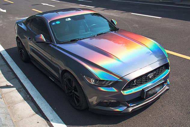 Rainbow Glitter Holographic Chrome Car Wrap Fluorescent unfading reappliable