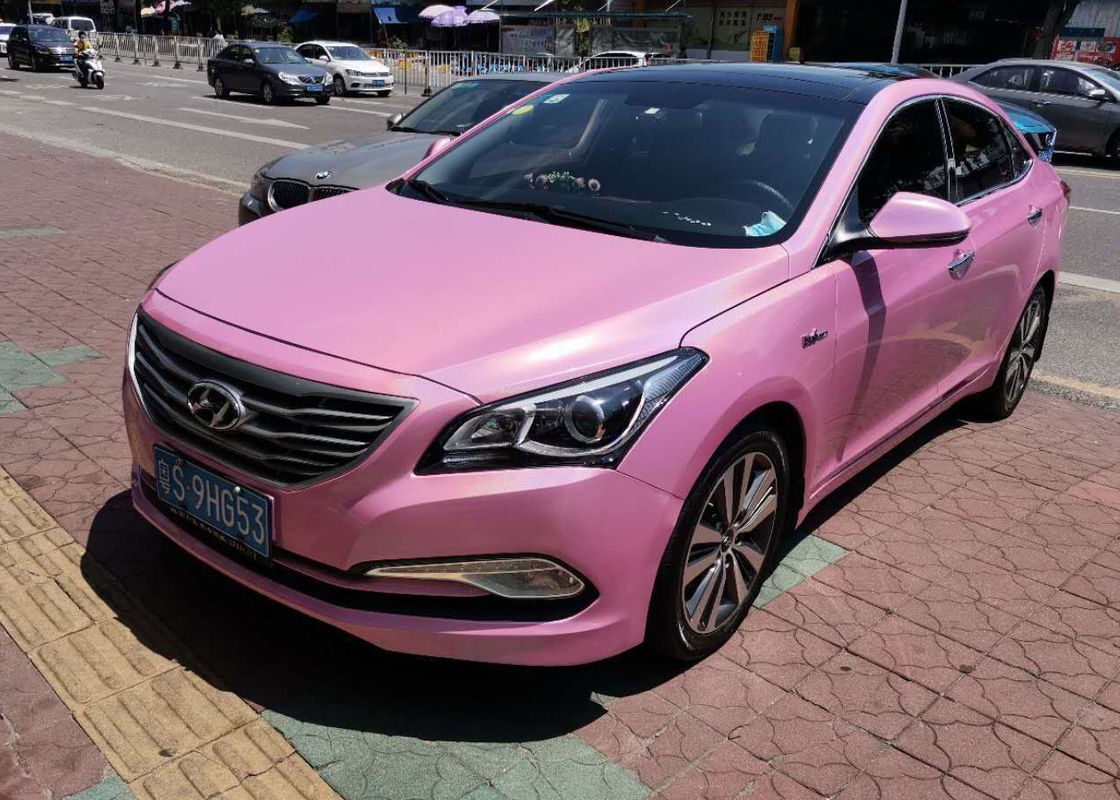 OEM Car Chrome Vinyl Wrap , Pink Holographic Car Wrap 19Mpa Tensile strength