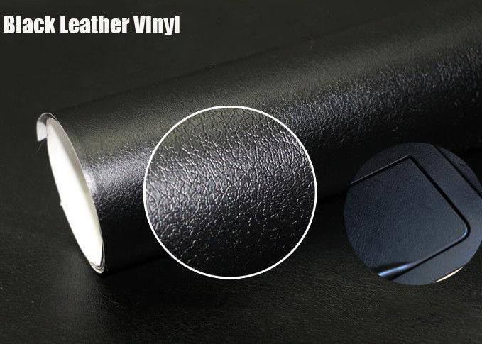 0.15mm Car Interior Panel Wrap , Black Leather Vinyl Wrap Polysiloxane Coated